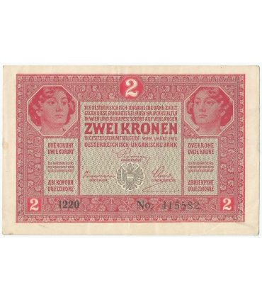 Austro-Węgry, 2 korony, zwei kronen, ket korona, 1917, stan 3