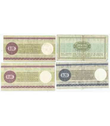 Lot: Zestaw 4 bonów towarowych 1969 / 1979, stan 3-/4