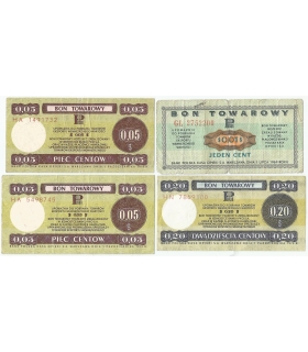 Lot: Zestaw 4 bonów towarowych 1969 / 1979, stan 3-/4