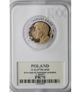 10 zł, Tadeusz Gajcy, GCN PR70 65. rocznica Powstania Warszawskiego