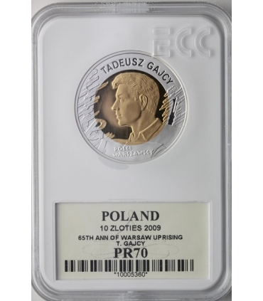 10 zł, Tadeusz Gajcy, GCN PR70 65. rocznica Powstania Warszawskiego