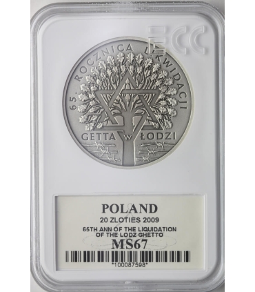 20 zł, 65. rocznica likwidacji getta w Łodzi, 2009, GCN MS67