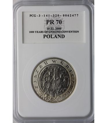 10 zł, 1000-lecie zjazdu w Gnieźnie (Gniezno), PR70, PCG