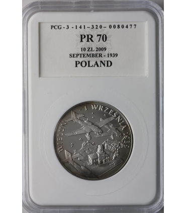 10 zł, Wrzesień 1939 r. - Wieluń, PCG PR70