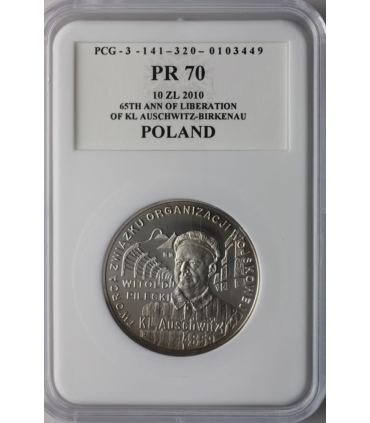 10 zł, 65. rocznica oswobodzenia KL Auschwitz-Birkenau, PCG PR70