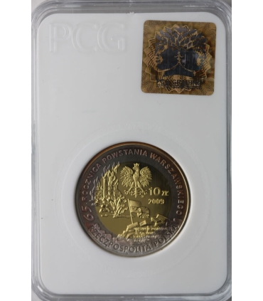 10 zł, Tadeusz Gajcy, 65. rocznica Powstania Warszawskiego, PCG PR70, patyna