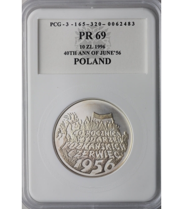10 zł, 40. rocznica wydarzeń poznańskich czerwiec 1956 r., PCG PR69