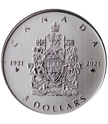 Kanada 5 dolarów, ND (2021) 100-lecie godła Kanady, Srebro 0.999