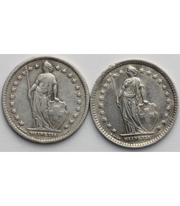 Szwajcaria Lot, 2x1 frank, 1920, 1944, srebro