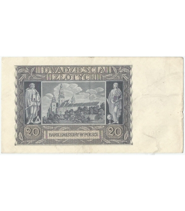 Banknot 20 złotych, 1940, seria G, stan 3