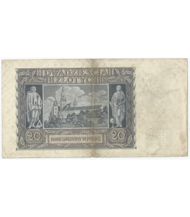 Banknot 20 złotych, 1940, seria G, stan 3-