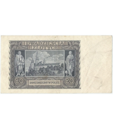 Banknot 20 złotych, 1940, seria G, stan 3