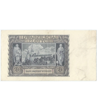 Banknot 20 złotych, 1940, seria H, stan 3