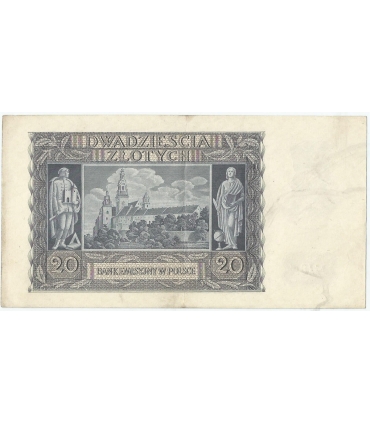 Banknot 20 złotych, 1940, seria G, stan 3