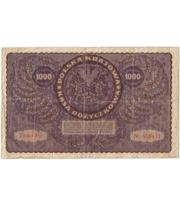 1000 marek polskich 1919, I seria AG, stan 4