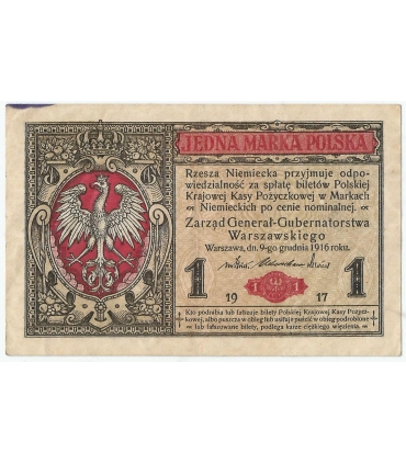 1 marka polska 1916, Generał, Seria B 6136162, stan 4