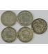 Szwajcaria Lot, 5x 1/2 franka: 1881, 1920, 1944, 1945, 1973