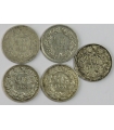 Szwajcaria Lot, 5x 1/2 franka: 1881, 1920, 1944, 1945, 1973