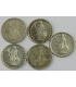 Szwajcaria Lot, 5x 1/2 franka: 1881, 1920, 1944, 1945, 1973