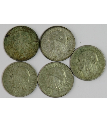 LOT 5 x 2 złote głowa kobiety 1932, 1933, 1934