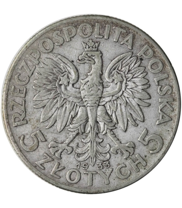 5 złotych głowa kobiety 1933, stan 3