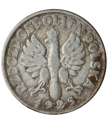 1 złoty 1925, żniwiarka kropka po dacie, stan 3