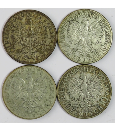 Lot 2 x 10 złotych Głowa kobiety 1932, stan 3