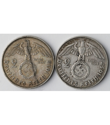 Lot: 2 x 2 marki Hindenburg, 1937,1938