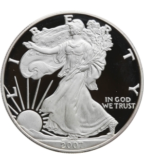 1 Dollar Liberty Orzeł 2007, 1 uncja srebro Ag 999 stan 1, certyfikat