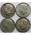 USA Lot: 4 x 1/2 dolara Kennedy 1966, 1967, 1968, 1969, srebro