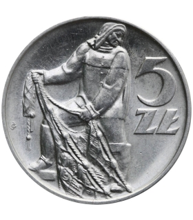 5 zł rybak, 1971, stan 1-, połysk, PIĘKNY