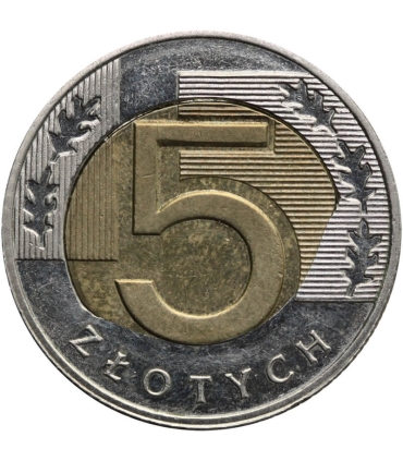 5 złotych, 2020, destrukt, niecentryczny rozlany rdzeń