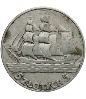 5 zł Żaglowiec 1936, stan 3
