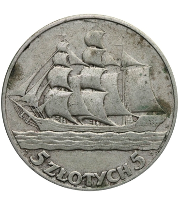 5 zł Żaglowiec 1936, stan 3