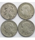 Lot 4x 5 złotych głowa kobiety 1933, stan 3/3+