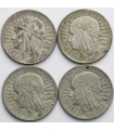 Lot 4x 5 złotych głowa kobiety 1933, stan 3/3+