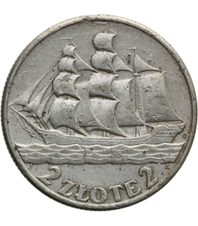 2 zł Żaglowiec 1936, stan 3