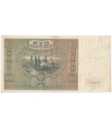 Banknot 100 złotych 1941 stan 2-, B 8873788 (CIEKAWY RADAR)