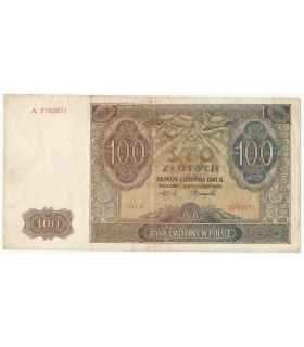 Banknot 100 złotych 1941 stan 3+, Ser. A