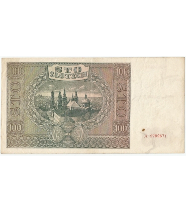 Banknot 100 złotych 1941 stan 3+, Ser. A