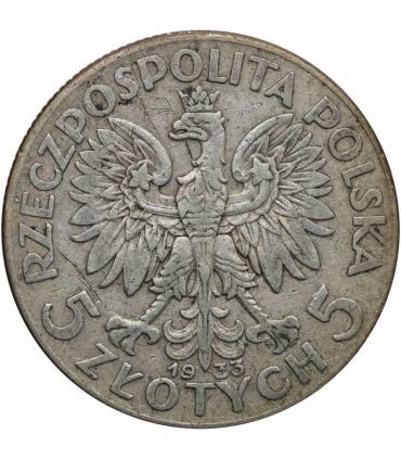 5 złotych głowa kobiety 1934, stan 4
