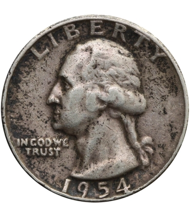 USA ¼ dolara (quarter, 25 centów), 1954 ćwierćdolarówka Waszyngton, srebro Ag900