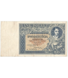 20 złotych 1931, AŁ., stan 3+, rzadka seria