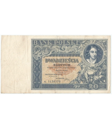 20 złotych 1931, AŁ., stan 3+, rzadka seria