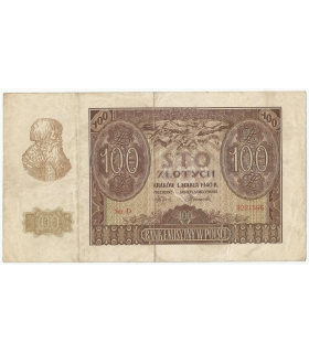 Banknot 100 złotych 1940 stan 3-, Ser. D