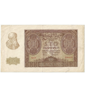 Banknot 100 złotych 1940 stan 3/3-, Ser. D