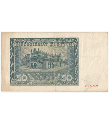 Banknot 50 złotych 1941 stan 3-, seria C