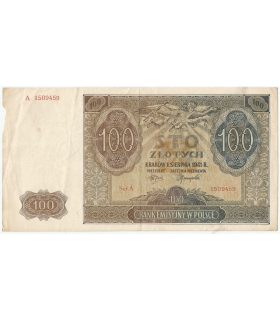 Banknot 100 złotych 1941 stan 3, Ser. A