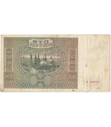 Banknot 100 złotych 1941 stan 3, Ser. A