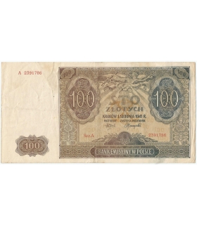Banknot 100 złotych 1941 stan 3, Ser. A